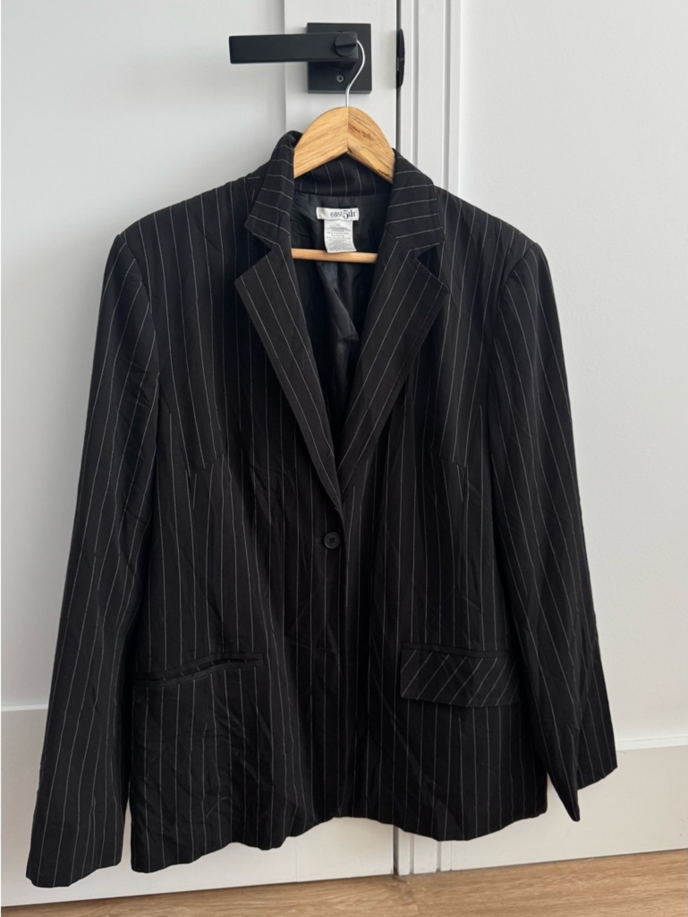 Classic Black Pinstripe Blazer - Women's Jacket